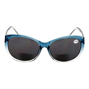🟢 Tinted Reading Glasses - Bifocal - Vintage Cateye Oval Shape - Blue